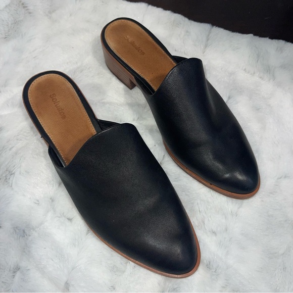 Soludos Black Leather mule women’s 9.5 - Picture 1 of 6